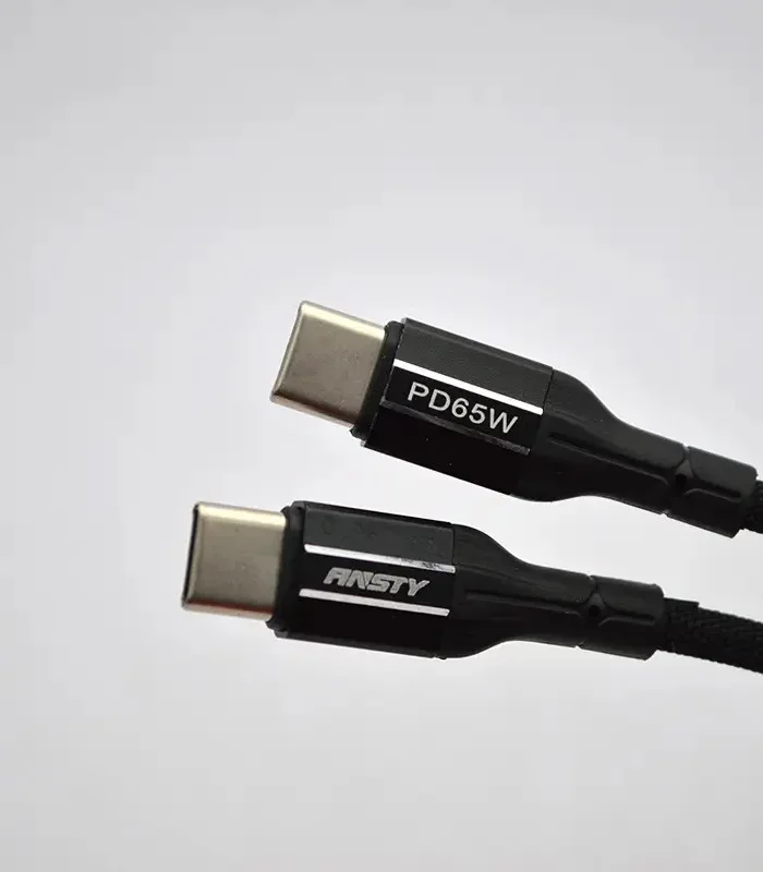 كابل انستي 65 واط، وصلة ANSTY S-032-PT، كابل تايب سي لتايب سي سريع، سلك شاحن 65W قماش، ANSTY Power 3.0 Cable، كابل شحن لابتوب وسامسونج، Al Sakka Store، كابل انستي ضمان السقا.