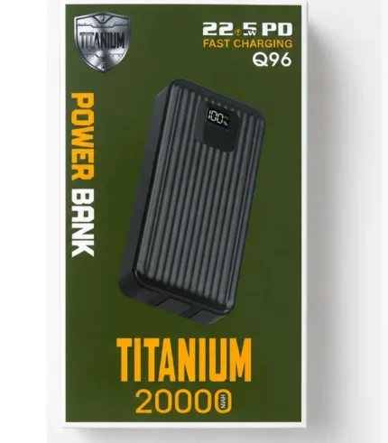 في السقا ستور، بنقدملك باور بانك TITANIUM سعة 20000 مللي أمبير، مزود بتقنية الشحن السريع 22.5 وات PD وشاشة رقمية لعرض نسبة الشحن، عشان تفضل متصل بجهازك في أي وقت ومن غير قلق.