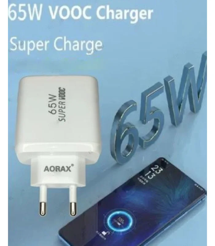 في السقا ستور، بنقدملك طقم الشحن السوبر سريع من AORAX، بقوة 65 وات ودعم تقنية SUPER VOOC، يضم الشاحن وكابل تايب سي، عشان تشحن جهازك بأقصى سرعة من غير ما تستنى كتير.