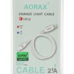 في السقا ستور، بنقدملك كابل الشحن الأصلي من AORAX، بخاصية مميزة وهي إضاءة LED بتغيّر لونها لتوضح حالة الشحن، بطول 1000 مم وقوة شحن 2.1 أمبير، عشان تتابع شحن جهازك بسهولة من غير ما تفتح الشاشة.
