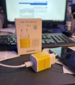 شاحن سامسونج 25 واط، ادبتور سامسونج جلد، Samsung 25W PD Adapter، راس شاحن سامسونج اصفر، شاحن سامسونج سريع تايب سي، Al Sakka Store، شاحن سامسونج ضمان السقا.