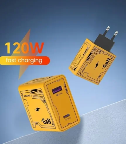 طقم شاحن تيتانيوم 120 واط، علبة Titanium GaN 120W، شاحن تيتانيوم كامل، كابل تيتانيوم اصفر، شاحن لابتوب تايب سي، Titanium Super Fast Charger، شاحن تيتانيوم ضمان المصري، شاحن تيتانيوم ضمان السقا.