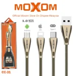 كابل موكسوم سوستة، سلك شاحن MOXOM CC-31، كابل معدن ضد القطع، وصلة تايب سي موكسوم، سلك ايفون معدن، وصلة ميكرو سوستة، MOXOM All Spring Cable، Al Sakka Store، كابل موكسوم ضمان السقا.