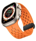 ⁦أستيك ساعة سيليكون رياضي مخرم بقفل مغناطيسي ذكي لساعات Apple Watch وسيريس Ultra مقاس (44/45/49 ملم) - ضمان السقا⁩ - الصورة ⁦2⁩