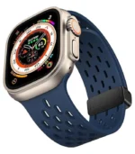 ⁦أستيك ساعة سيليكون رياضي مخرم بقفل مغناطيسي ذكي لساعات Apple Watch وسيريس Ultra مقاس (44/45/49 ملم) - ضمان السقا⁩ - الصورة ⁦3⁩