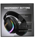 ⁦Onikuma GT805 RGB 4-Mode Black Bluetooth Gaming Headphone - سماعة ألعاب لاسلكية أونيكوما جي تي 805 (أسود)⁩ - الصورة ⁦2⁩