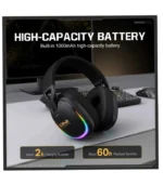 🎧 سماعة ألعاب لاسلكية: Onikuma GT805 Gaming Headphone Black ⚡ 4 أوضاع اتصال: USB 2.4GHz, Type-C 2.4GHz, Bluetooth, Wired 🔋 بطارية ضخمة: 1000mAh تدوم حتى 60 ساعة تشغيل 🎮 توافق واسع: PS4, PS5, Nintendo Switch, PC, Mac, Smartphones 💡 إضاءة وتحكم: إضاءة RGB محيطية، أزرار مستقلة سهلة التشغيل