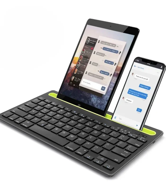 الواجهة العلوية للوحة مفاتيح K108 اللاسلكية توضح الحامل ومفاتيح الحروف العربي