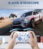 🎮 يد تحكم ألعاب: Onikuma C1 Gaming Controller Gamepad 📱 توافق شامل: تدعم Android, iOS, PC, و Nintendo Switch 🎯 تقنية التحكم: جيروسكوب 6 محاور (6-Axis Gyroscope) 💡 إضاءة وتصميم: إضاءة RGB محيطية، تصميم أبيض عصري ومريح ⚡ اتصال لاسلكي: بلوتوث لاسلكي لجميع أنظمة التشغيل