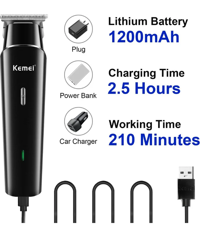 Kemei KM-1115 USB Hair Trimmer with Lithium Battery