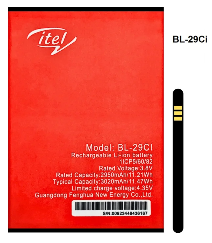 BL-29CI replacement battery for Itel A25 A26 A36